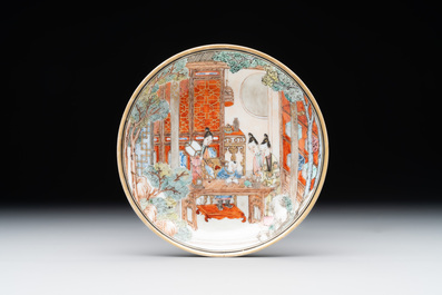An exceptional Chinese famille rose semi-eggshell porcelain cup and saucer with fine figural design, Yongzheng