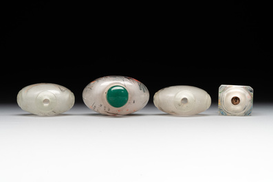 Eight Chinese inside-painted glass snuff bottles, signed Tang Zichuan 湯子川 and Ye Zhongzhi 葉仲芝, 20th C.