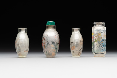 Eight Chinese inside-painted glass snuff bottles, signed Tang Zichuan 湯子川 and Ye Zhongzhi 葉仲芝, 20th C.