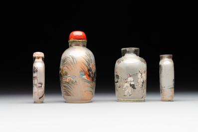 Eight Chinese inside-painted glass snuff bottles, signed Tang Zichuan 湯子川 and Ye Zhongzhi 葉仲芝, 20th C.