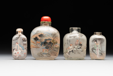 Eight Chinese inside-painted glass snuff bottles, signed Tang Zichuan 湯子川 and Ye Zhongzhi 葉仲芝, 20th C.