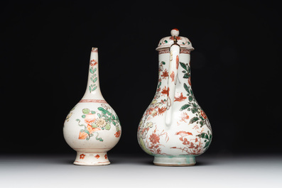A Chinese wucai covered ewer and a rosewater sprinkler for the Islamic market, Kangxi
