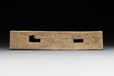 A rectangular Chinese famille verte tile with two-sided design, Kangxi