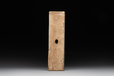 A rectangular Chinese famille verte tile with two-sided design, Kangxi