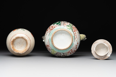 A Chinese wucai covered ewer and a rosewater sprinkler for the Islamic market, Kangxi