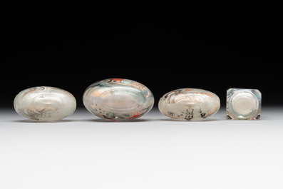 Eight Chinese inside-painted glass snuff bottles, signed Tang Zichuan 湯子川 and Ye Zhongzhi 葉仲芝, 20th C.