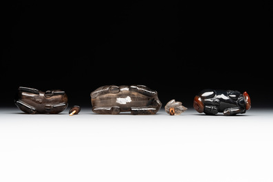 Six Chinese smoky quartz animal-form snuff bottles, 19th/20th C.