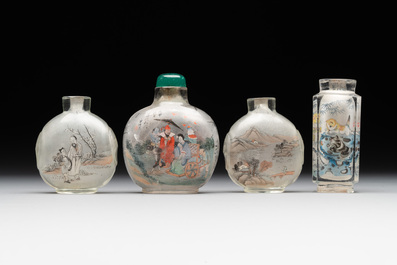 Eight Chinese inside-painted glass snuff bottles, signed Tang Zichuan 湯子川 and Ye Zhongzhi 葉仲芝, 20th C.