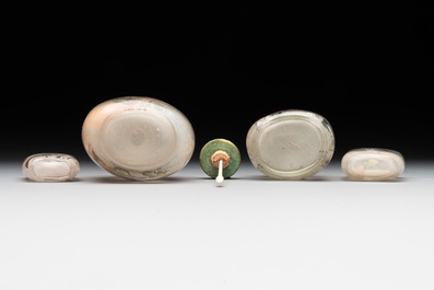 Eight Chinese inside-painted glass snuff bottles, signed Tang Zichuan 湯子川 and Ye Zhongzhi 葉仲芝, 20th C.