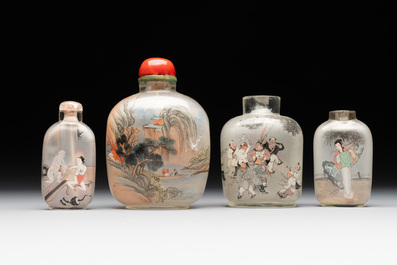 Eight Chinese inside-painted glass snuff bottles, signed Tang Zichuan 湯子川 and Ye Zhongzhi 葉仲芝, 20th C.