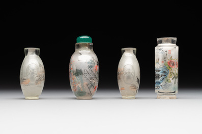 Eight Chinese inside-painted glass snuff bottles, signed Tang Zichuan 湯子川 and Ye Zhongzhi 葉仲芝, 20th C.