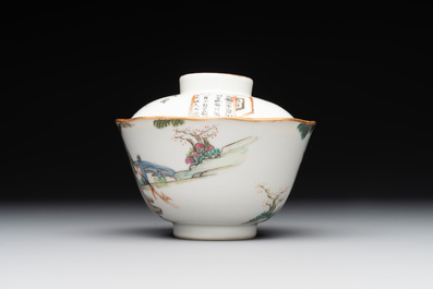 A Chinese famille rose 'nine peaches' bowl and a 'Wu Shuang Pu' covered bowl, Qianglong and Tongzhi mark, 19th C.