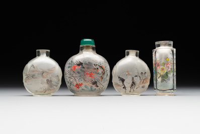 Eight Chinese inside-painted glass snuff bottles, signed Tang Zichuan 湯子川 and Ye Zhongzhi 葉仲芝, 20th C.