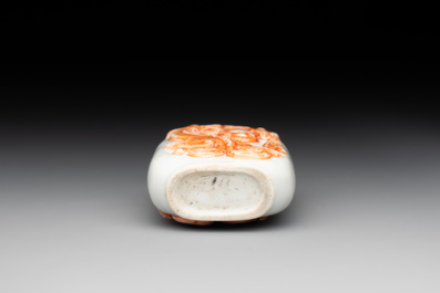 A Chinese moulded iron-red 'chilong' snuff bottle, 19th C.