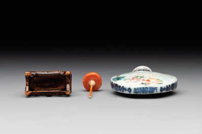 A Chinese famille rose 'Sanxing' snuff bottle, Qianlong mark and of the period