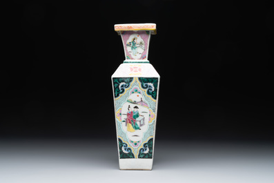 A square Chinese famille rose 'Xi Xiang Ji' vase, Yongzheng