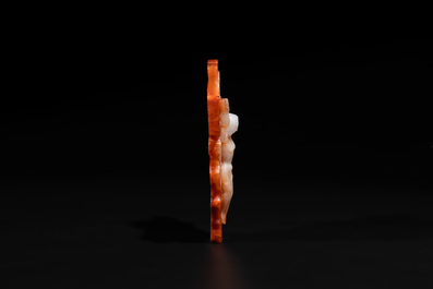 A Chinese white and red jade 'crucifix' pendant, 19th C.