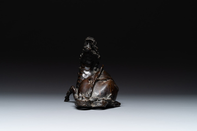 A fine Chinese bronze 'qilin' censer and cover, Ming
