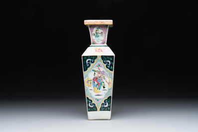 A square Chinese famille rose 'Xi Xiang Ji' vase, Yongzheng