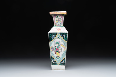 A square Chinese famille rose 'Xi Xiang Ji' vase, Yongzheng