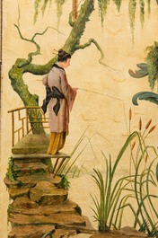 A French or Belgian three-part 'chinoiserie' folding screen, 18/19th C.