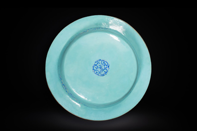 An exceptionally large Chinese Canton enamel basin with floral design, Yongzheng
