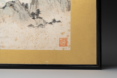 Pu Xinyu 溥心畬 (1896-1963): 'Mountainous landscape', ink and colour on paper