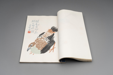 A box with two albums containing 200 woodblocks, 48 of which after Qi Baishi and 38 after Zhang Daqian, Rong Bao Zhai studio, Beijing, 1955