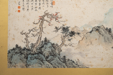 Pu Xinyu 溥心畬 (1896-1963): 'Mountainous landscape', ink and colour on paper