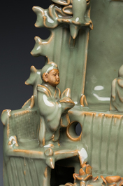 A Chinese Longquan celadon shrine of Guanyin, Ming or later