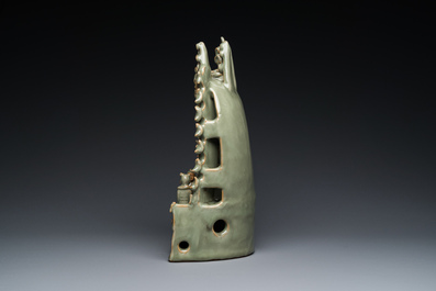 A Chinese Longquan celadon shrine of Guanyin, Ming or later