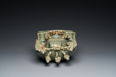 A Chinese Longquan celadon shrine of Guanyin, Ming or later