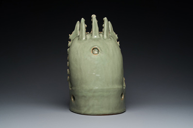 A Chinese Longquan celadon shrine of Guanyin, Ming or later