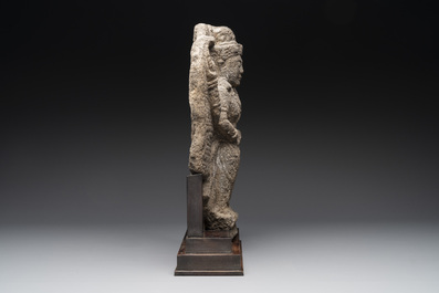 An Indonesian lavastone stele depicting goddess Durga, Central Java, 10/11th C.