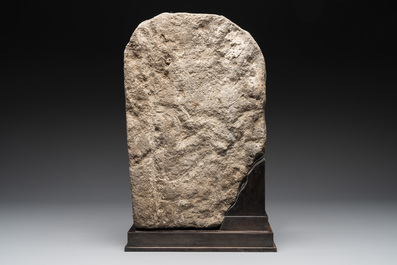 An Indonesian lavastone stele depicting goddess Durga, Central Java, 10/11th C.