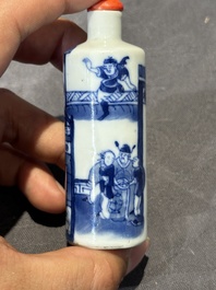 Six Chinese blue and white snuff bottles, 19th C.