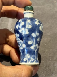 Six Chinese blue and white snuff bottles, 19th C.