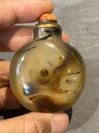 Five fine Chinese agate snuff bottles, Qing