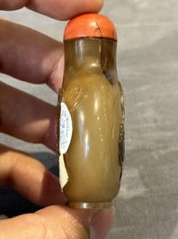 Five fine Chinese agate snuff bottles, Qing