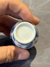 Six Chinese blue and white snuff bottles, 19th C.