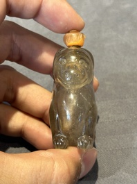 Six Chinese smoky quartz animal-form snuff bottles, 19th/20th C.
