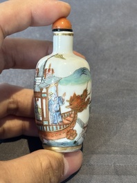 A pair of fine Chinese famille rose 'dragon boat' snuff bottles, 19th C.