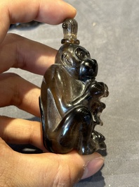 Six Chinese smoky quartz animal-form snuff bottles, 19th/20th C.