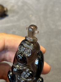 Six Chinese smoky quartz animal-form snuff bottles, 19th/20th C.