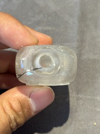 Five Chinese rock crystal and needle agate snuff bottles, Qing