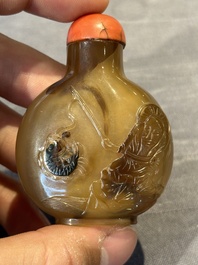 Five fine Chinese agate snuff bottles, Qing