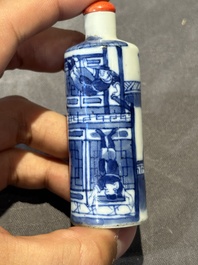 Six Chinese blue and white snuff bottles, 19th C.