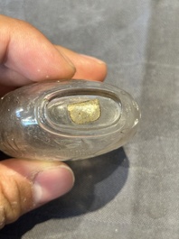 Five Chinese rock crystal and needle agate snuff bottles, Qing