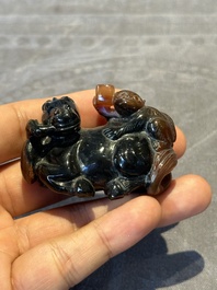 Six Chinese smoky quartz animal-form snuff bottles, 19th/20th C.