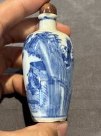 Six Chinese blue and white snuff bottles, 19th C.